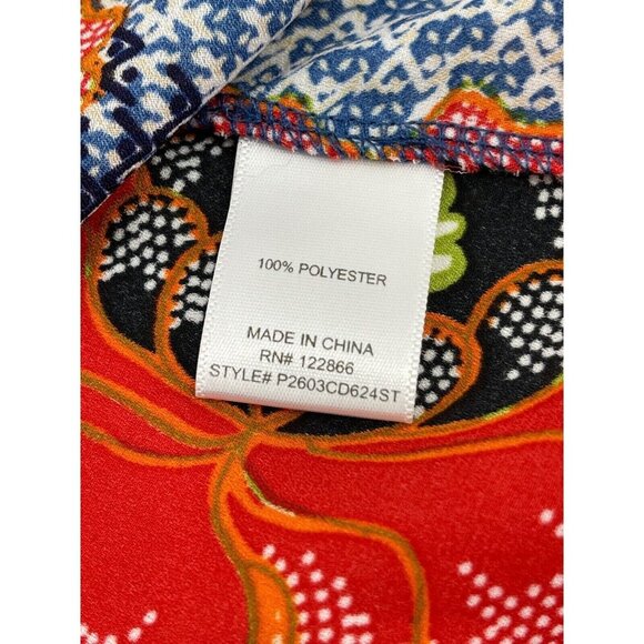 Chenault Women's Blouse Top Petite Small Floral Colorful Boho Blue Red Orange - Picture 7 of 9